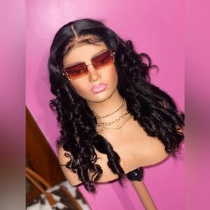20 inch curled lace closure wig
